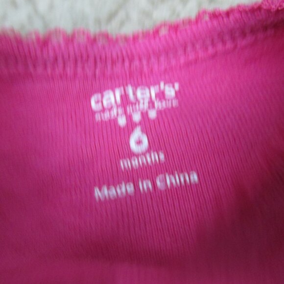 Carters One Piece Onesie‎ Girls 6M Pink Long Sleeve Hearts Infant - Picture 2 of 2